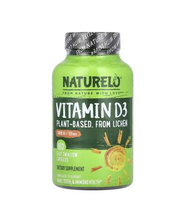 NATURELO Vitamin D3 on a plant basis 5000 IU 180 capsules - Buy Online on GoSupps.com