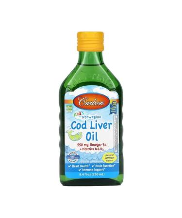 Carlson Fish oil omega 3 for children Cod Liver Oil 250 ML (lemon) - Buy Online on GoSupps.com