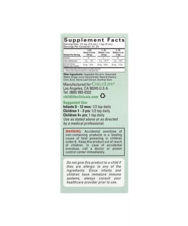 ChildLife Iron for children Clinicals Liquid Iron 118 ML - Buy Online on GoSupps.com