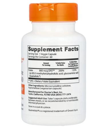 Doctor's Best Active folat (folic acid) 800 g 60 capsules - Buy Online on GoSupps.com