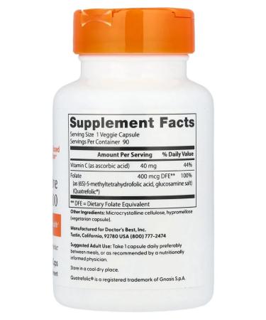 Doctor's Best Active folat 400 with Quatrefolic 400 g 90 capsules - Buy Online on GoSupps.com