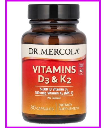 Dr Mercola Vitamins D3 and K2 30 capsules