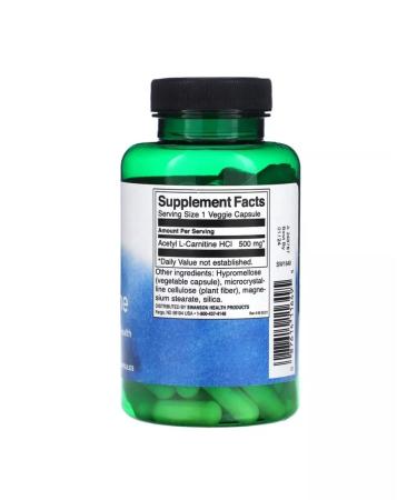 Swanson Acetyl L-Carnitine Acetyl L-Carnitine 500 mg 100 capsules - Buy Online on GoSupps.com