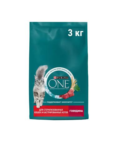 Dry food for cats "Purina One" with beef 3kg - Buy Online on GoSupps.com