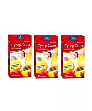 FITERA Super Slim tea for losing weight stevia pineapple strawberries No. 30*3UP - Buy Online on GoSupps.com