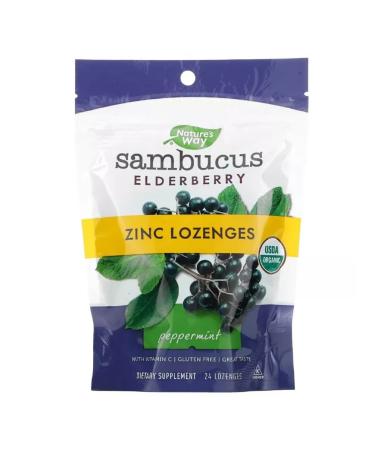 Nature's Way Sambucus Elderberry Pepperm Cindles with zinc mint 24 ice