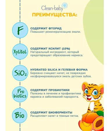 Cleanbaby Children's toothpaste peach 0-2 years 50 ml set 2 pcs - Buy Online on GoSupps.com