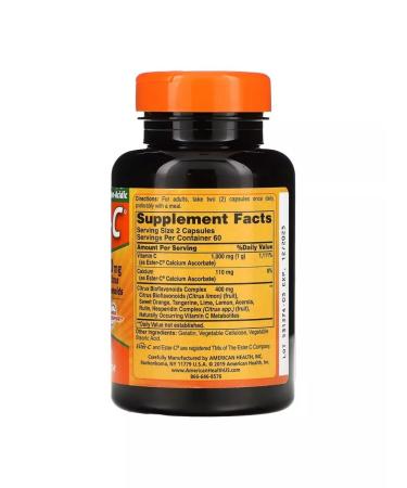 American Health Ester-C 500 mg. Vitamin C and bioflavonoids 500 mg 120 pcs - Buy Online on GoSupps.com
