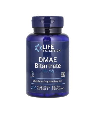 Life extension DMAE BITARTRETE Dimethylaminoethanol 150 mg 200 caps - Buy Online on GoSupps.com