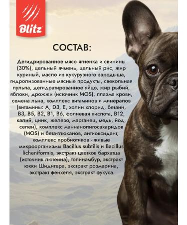 BLITZ Dry feed for dogs of small breeds with lamb 500 g - Buy Online on GoSupps.com