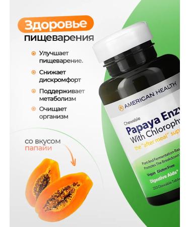 American Health Papaya enzymes chlorophyll 250 pieces - Buy Online on GoSupps.com