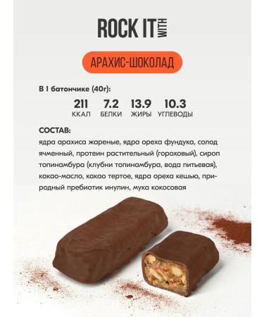 ROCK IT WITH ROCKET Protein b. Peanuts and chocolate Rock it with 40 g * 6 pcs - Buy Online on GoSupps.com