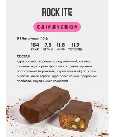 ROCK IT WITH ROCKET Bank protein pistachio and cranberries 40 g * 6 pcs - Buy Online on GoSupps.com