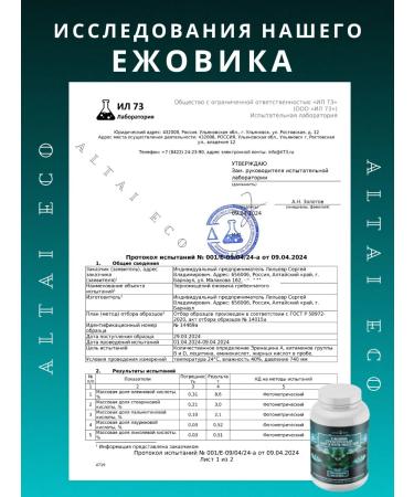 Altai ECO Ezhovik Channel Mycelium Capsules 90 pieces of 500 mg - Buy Online on GoSupps.com