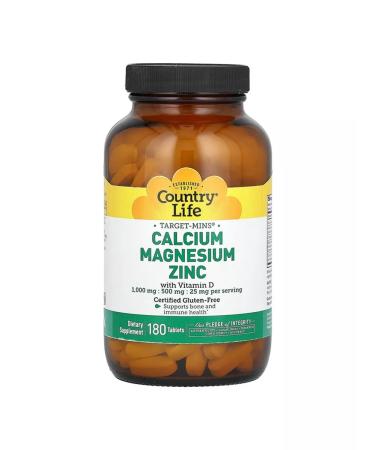 Country Life Calcium magnesium and zinc with vitamin D 180 tablets