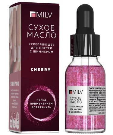 MILV Dry strengthening nail oil with shimmer "Cherry"