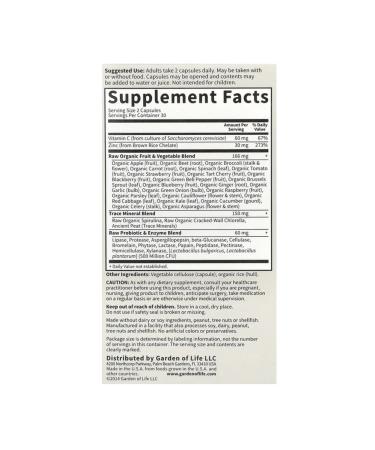 Garden of Life Unprocessed zinc 60 vegan capsules - Buy Online on GoSupps.com