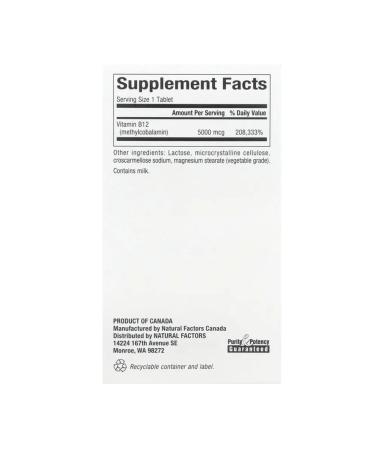 Natural Factors Vitamin B12 methylcobalamin 60 chewing tablets - Buy Online on GoSupps.com