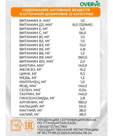 OVER Vitamins for men dietary supplements multivitamins 60 capsules - Buy Online on GoSupps.com