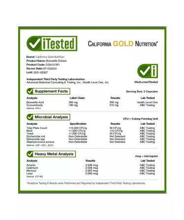 California Gold Nutrition Bosvelia and turmeric 500 mg 120 capsules - Buy Online on GoSupps.com