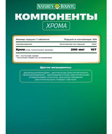 Nature's Bounty Chrome picolinate vitamins in tablets 200 mcg - Buy Online on GoSupps.com