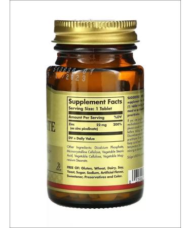 SOLGAR Picoline zinc 22mg table No. 100 - Buy Online on GoSupps.com