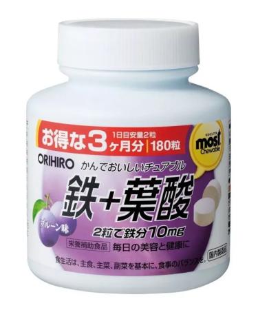 Orihiro Iron Chewing Vitamins with the taste of the plum of 180 tablets