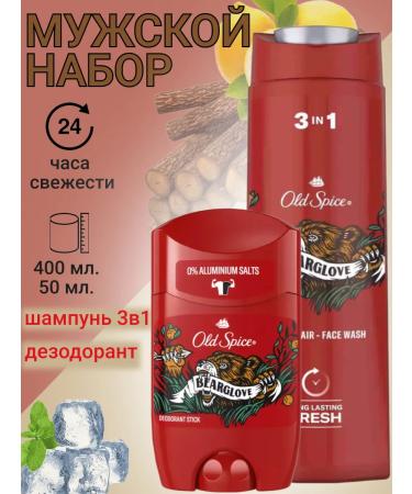 Old Spice Set "Bearglove" gel-shampoo 400ml+deodorant Styk 50ml