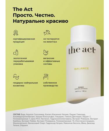 The Act Cleaning hair shampoo Balance 280 ml - Buy Online on GoSupps.com