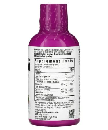 Bluebonnet Nutrition Calcium and magnesium citrate with vitamin D3 473 ml - Buy Online on GoSupps.com