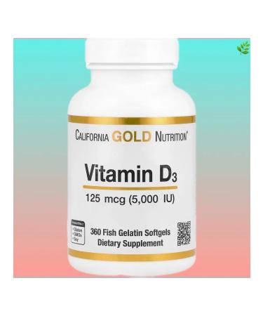 California Gold Nutrition Vitamin D3 125 g (5000 IU) 360 pcs
