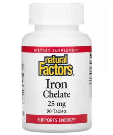 Natural Factors Iron Chelate 25 Mg 90 Tablets (HELET INTERN)