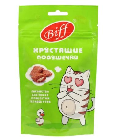 Biff Crispy pillows 6pcs 60g for cats with a duck - Buy Online on GoSupps.com