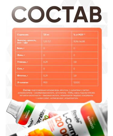 Fitrol L-carnitine 120 000 concentrate 1000ml mango - Buy Online on GoSupps.com