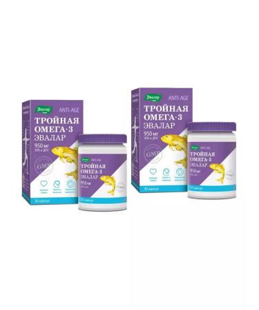 Evalar Triple omega 3 950 mg 30 pcs capsule weighing 1300 mg 2 pcs