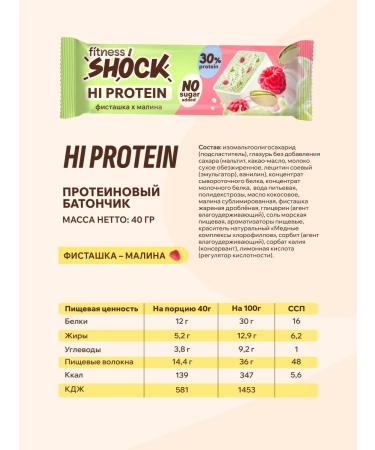FitnessShock Protein bars without sugar pistachio-rally 12 pcs 40 g - Buy Online on GoSupps.com