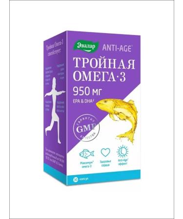 Evalar Triple omega 3 950mg fish oil in capsules 30 pcs - Buy Online on GoSupps.com