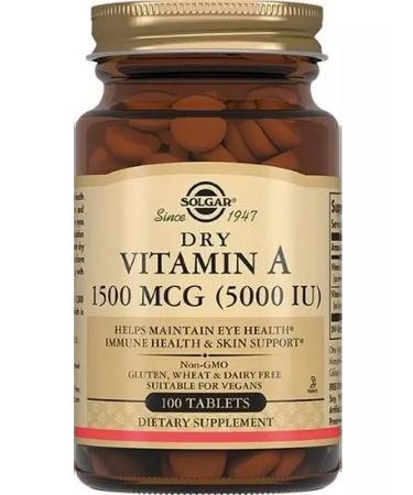 SOLGAR Dry vitamin A 1500 g 5000mo 100 pcs 370 mg 2 pcs