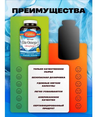 Carlson Labs Vitamins Elite Omega 3 1600 Mg 90 capsules - Buy Online on GoSupps.com