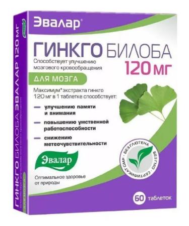 Good health Ginkgo biloba Evalar 120 mg 60 pcs. tablets covered with -1pcs