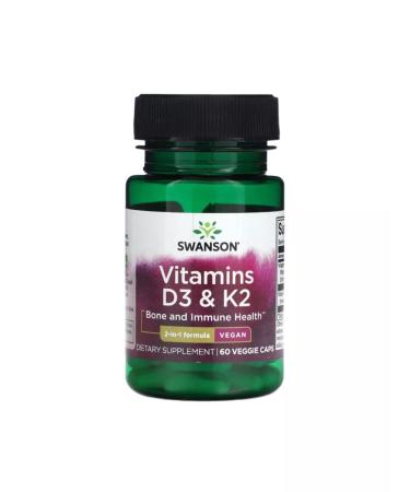 Swanson Vitamins D3 K2 - 2.000 IU 75 MCG 60 VEG Caps - Buy Online on GoSupps.com