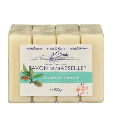 La Cigale Marseille firm soap with almond 4 x 100 g (France)