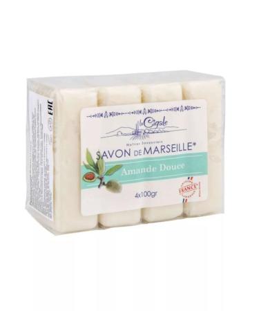 La Cigale Marseille firm soap with almond 4 x 100 g (France) - Buy Online on GoSupps.com