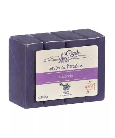 La Cigale Marseille soap with lavender 4 x 100 g solid (France) - Buy Online on GoSupps.com