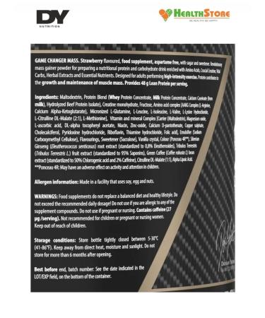 Dorian Yates Nutrition Game Changer 3kg Vanil Gainer for a mass of mass - Buy Online on GoSupps.com