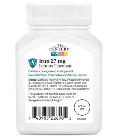 21st Century High-Potency Iron 27 Mg 110 Tablets (iron) - Buy Online on GoSupps.com