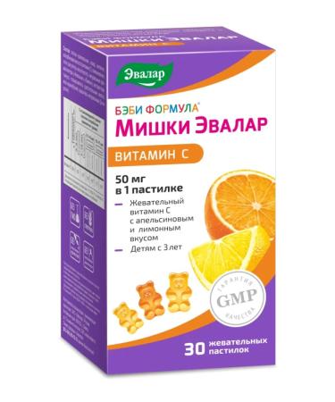 Evalar Baby formula Mishka vitamin C 30 pcs