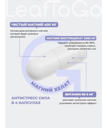 LeafToGo Magnesium Helat B6 Bisglitsinate 120 capsules - Buy Online on GoSupps.com