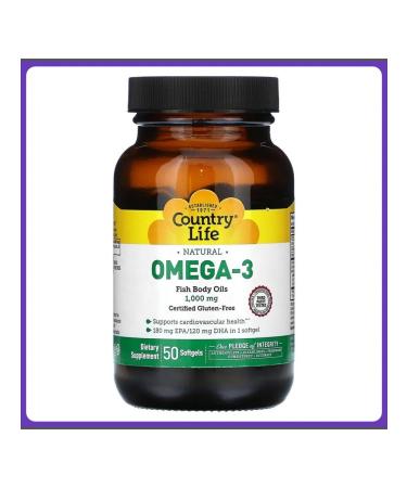 Country Life Fish oil omega-3 1000 mg 50 soft tablets