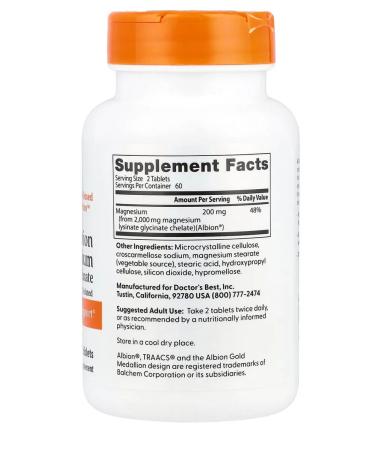 Doctor's Best Magnesium with a high degree of assimilation of 100 mg - Buy Online on GoSupps.com
